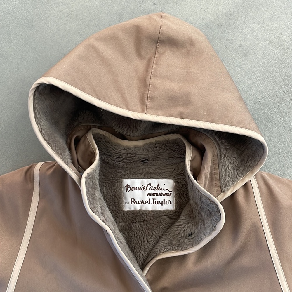 Women's Tan Coat with White Trim - Picture 2 of 7